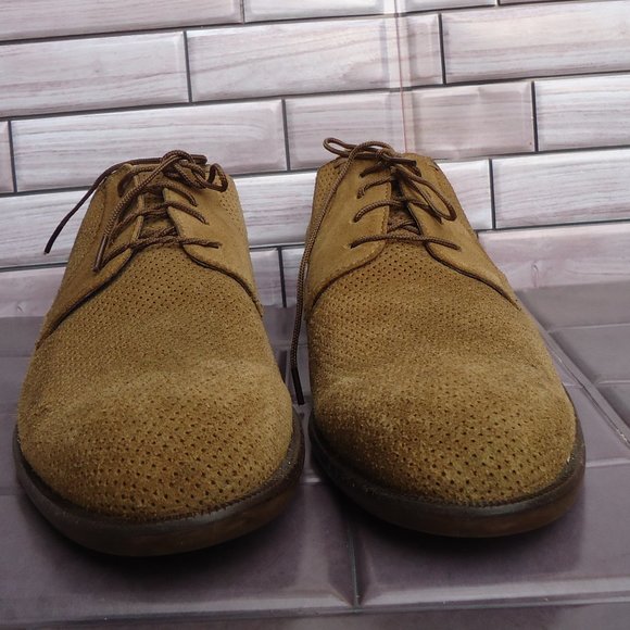 SIZE 8. BACCO BUCCI perforated suede leather oxford dress shoes. main image 16